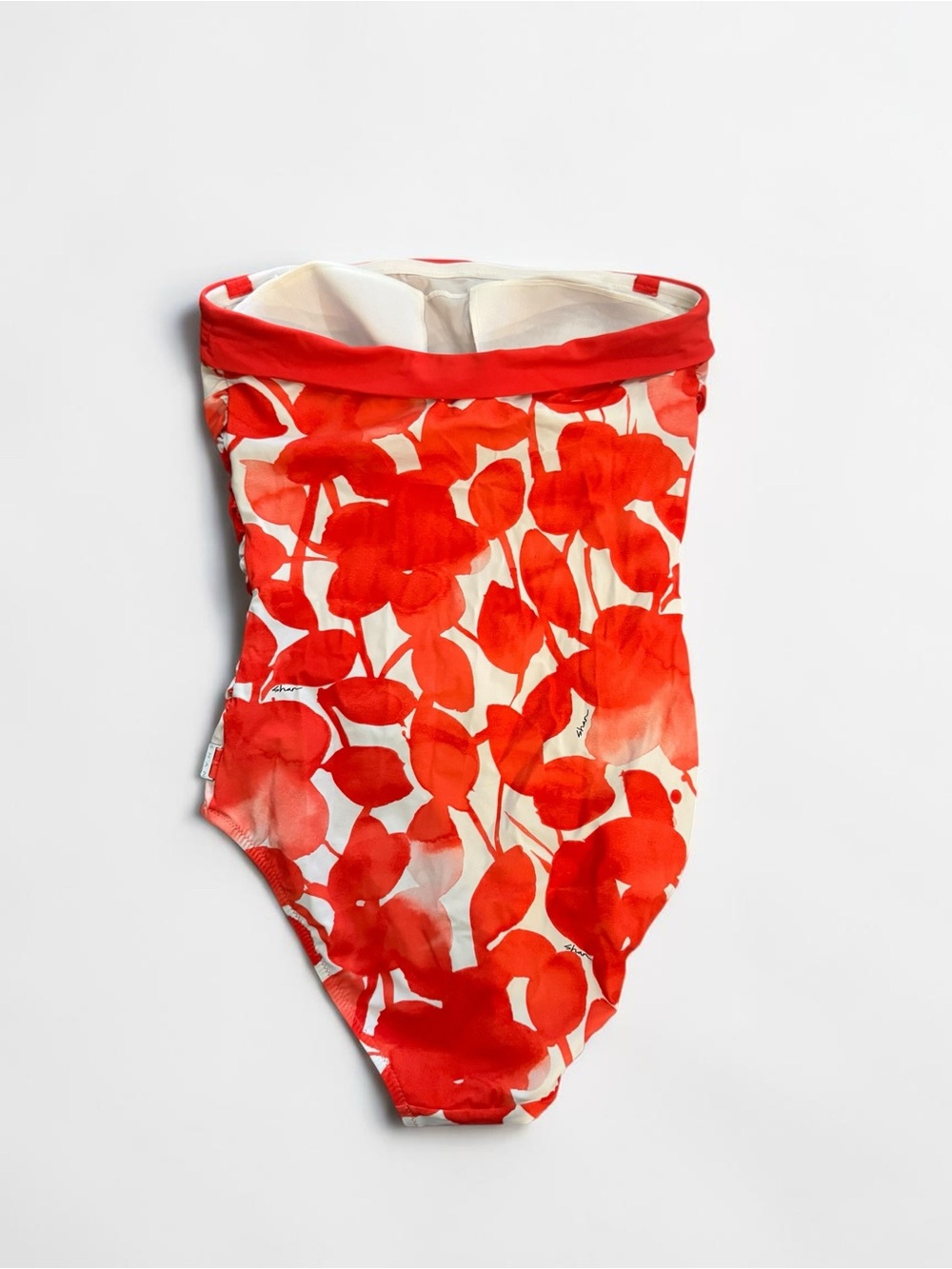 SHAN floral leaf print one piece swimsuit, orange/red size 10 - Picture 7 of 10